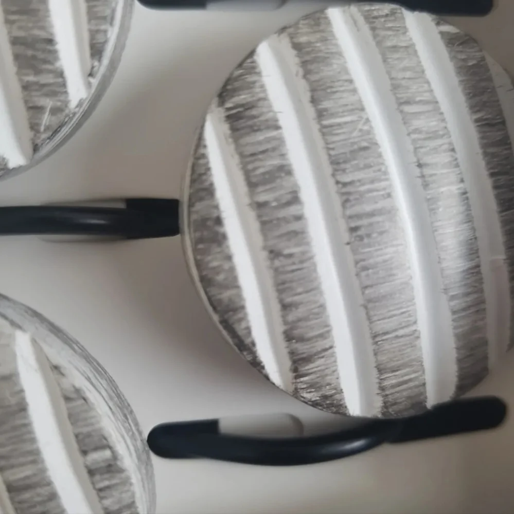 12pc Set DKNY Round Dot Gray & White Striped Shower Curtain Hook Decor N…